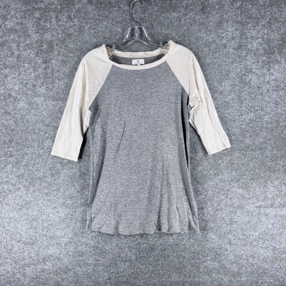 AG Adriano Goldschmied Women's S Gray Metallic 3/4 Raglan Sleeve Tunic Top USA